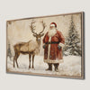 Santa Claus with Reindeer Canvas Print Christmas Decoration