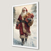 Santa in Snowy Forest Art Poster - Festive Christmas Decor