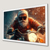Santa on Motorcycle Art Poster - Festive Holiday Wall Decor