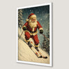 Santa on Skis Art Poster - Festive Holiday Wall Decor