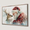 Santa with Deer Canvas Print Christmas Art Gift