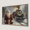 Santa with Train Winter Canvas Print Home Decor Gift