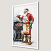 Santa's BBQ Feast Art Poster - Festive Kitchen Decor