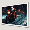 Santa's Motorcycle Adventure Art Poster - Festive Holiday Decor