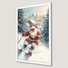 Santa's Skiing Adventure Art Poster - Festive Holiday Decor
