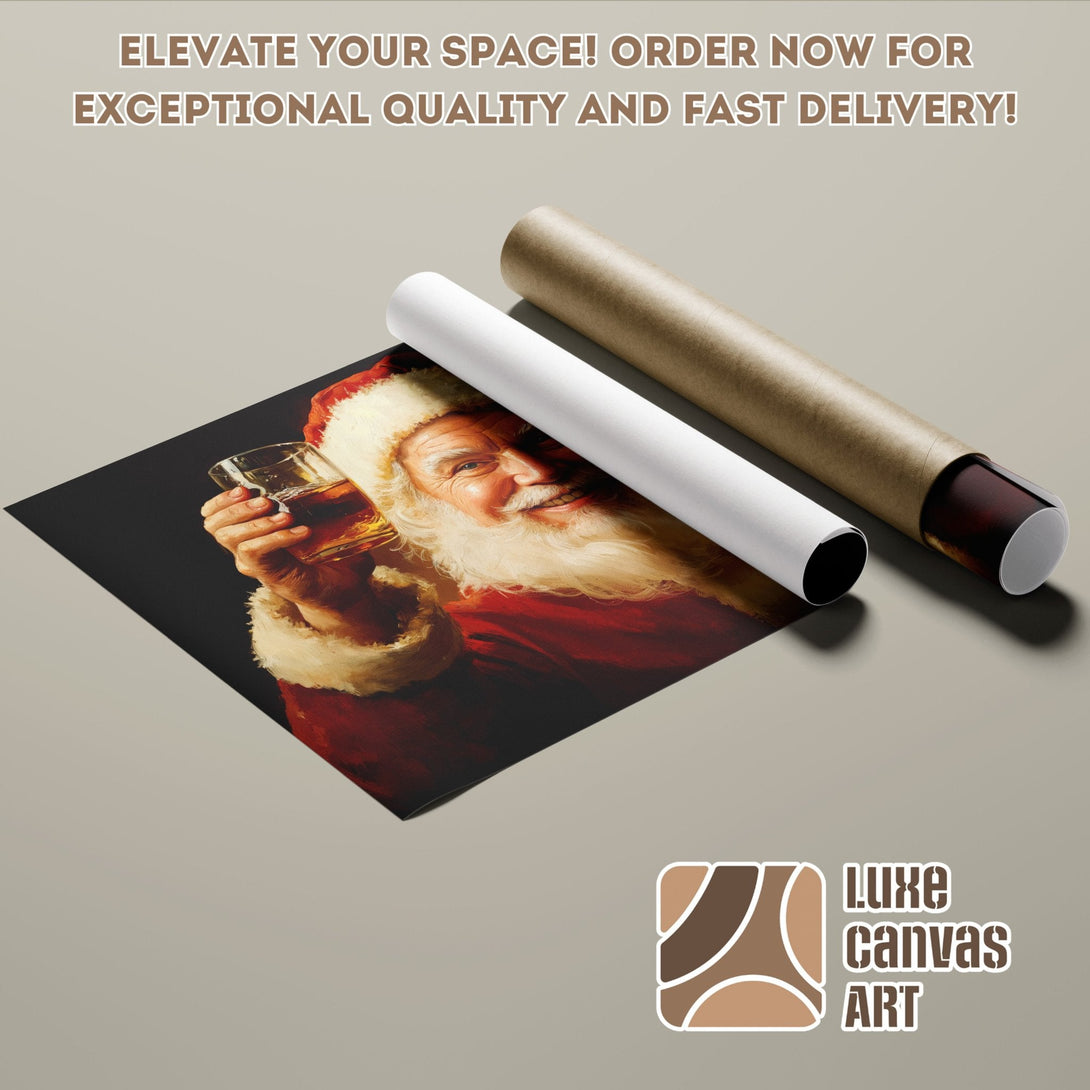 Poster Roll of Santa Claus art in rich red and warm tones. Elevate your space!