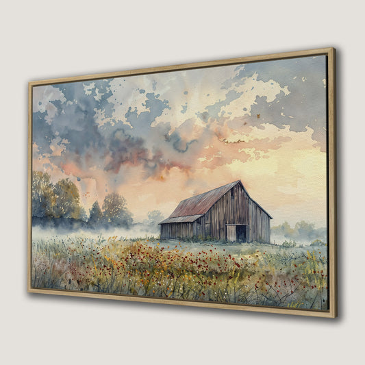 Scenic Rural Barn Canvas Print Rustic Wall Art