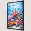 Sea Star and Coral Reef Art Poster - Coastal Ocean Decor
