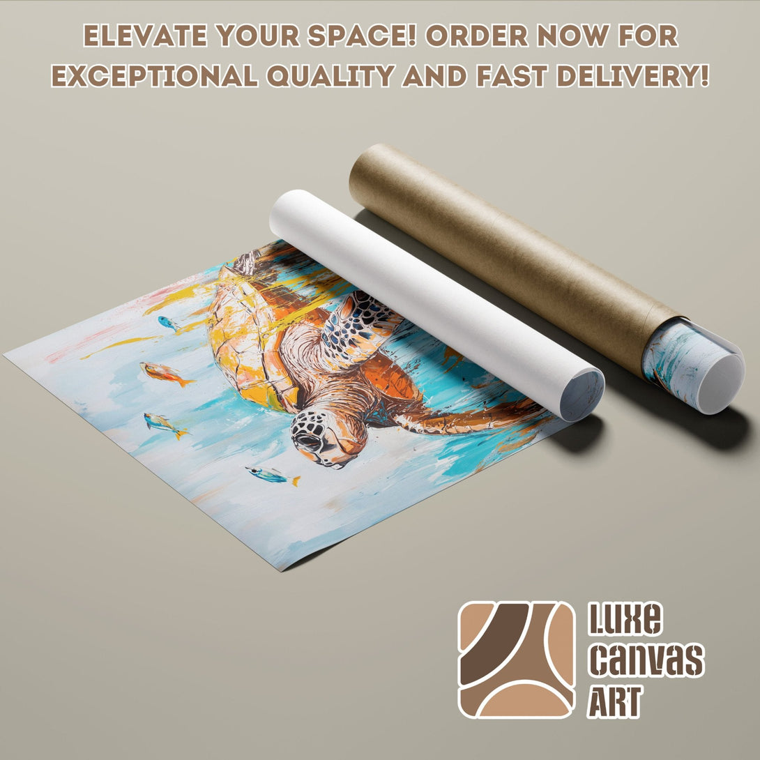Sea turtle art Poster Roll, vibrant colors, modern style, ready to elevate your space!