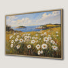 Seaside Wildflower Coastal Landscape Framed Canvas Print