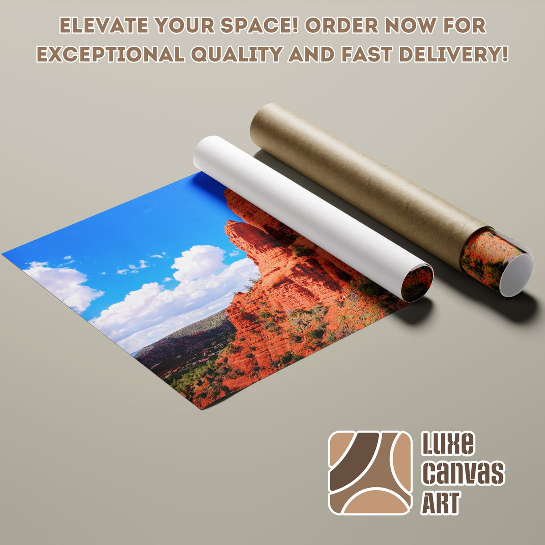 Poster Roll with landscape art, blue sky & red rock. Elevate your space! Order now!