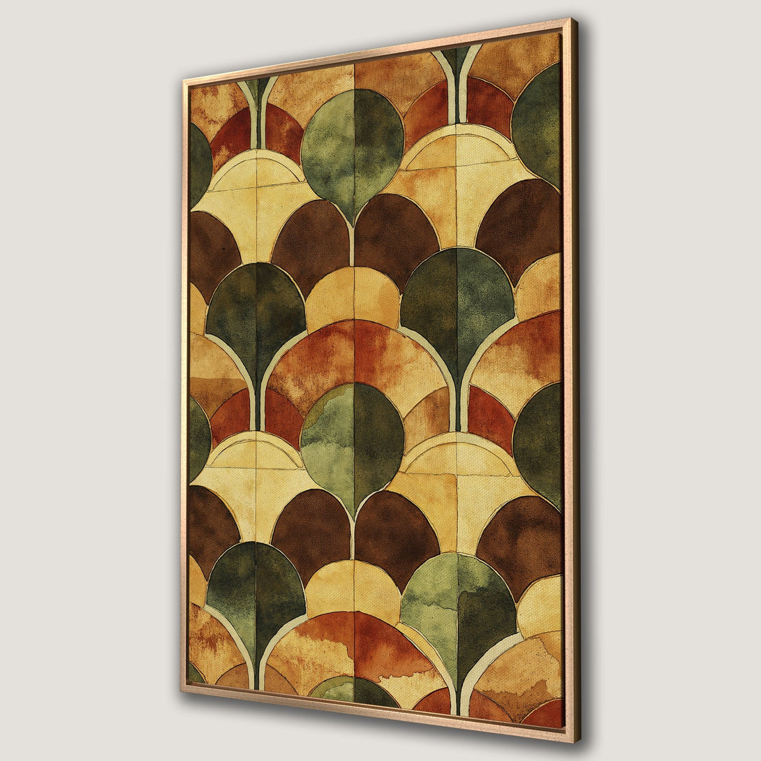 Framed Wall Art featuring a watercolor pattern in warm earth tones. Perfect for adding a touch of abstract art to your home decor.