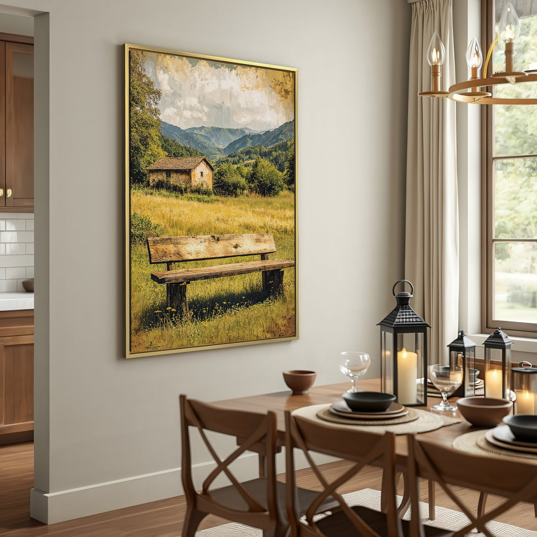 Canvas Print featuring a rustic landscape scene in warm, earthy tones. Adds a touch of nature and tranquility to any space.
