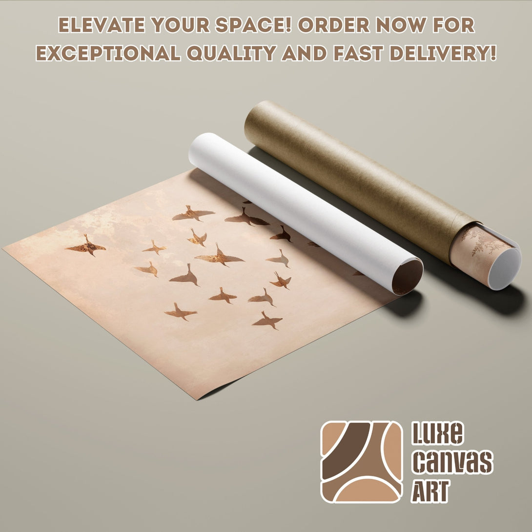 Poster Roll with birds in a neutral color palette. Elevate your space with this stylish art print. Order now for fast delivery!