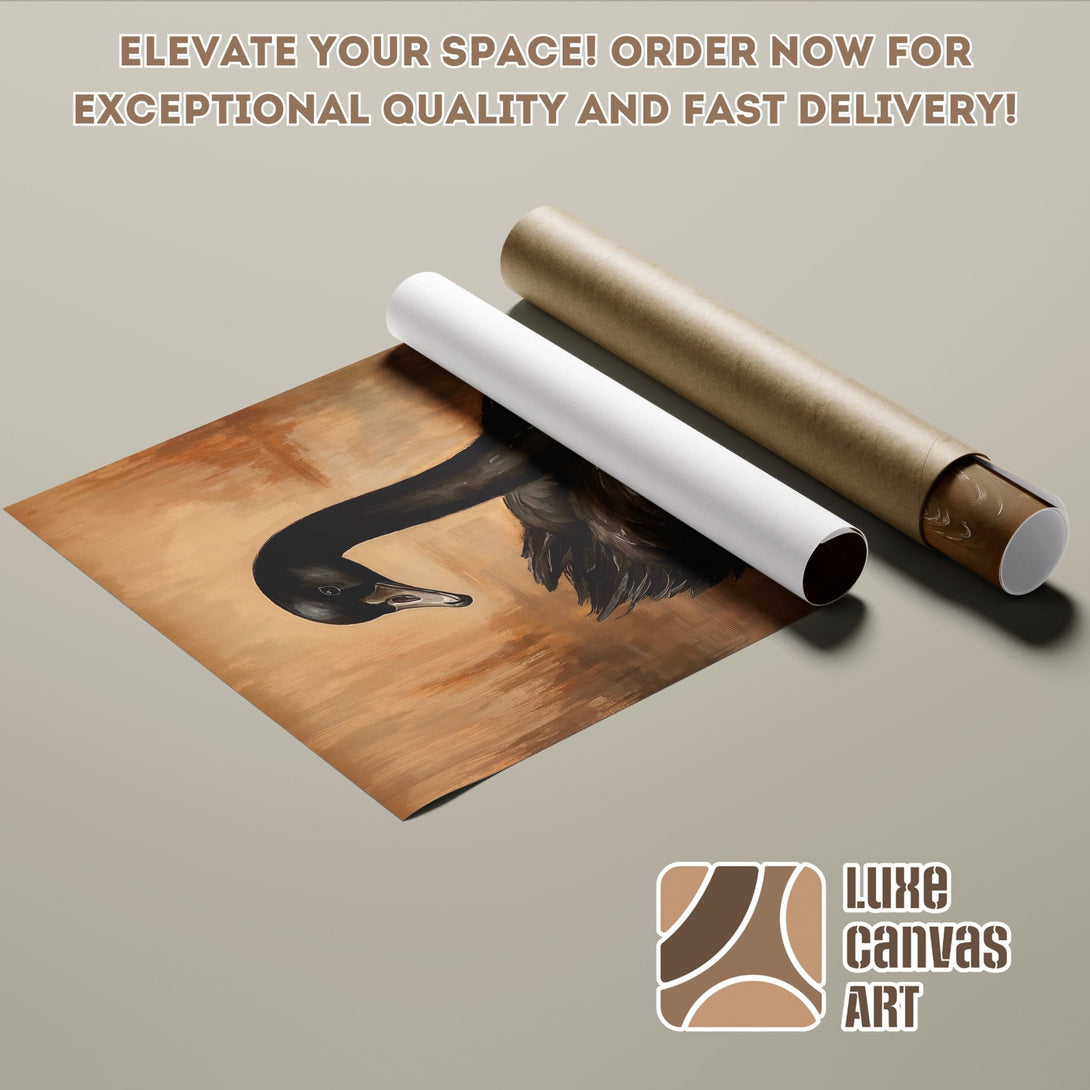 Poster Roll featuring an abstract swan art print in warm brown tones. Elevate your space with this stylish art poster!