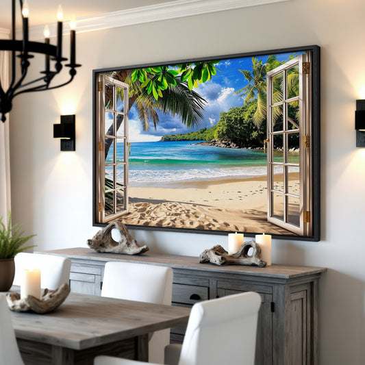 Serene Coastal Canvas Print Framed Wall Art Beach View