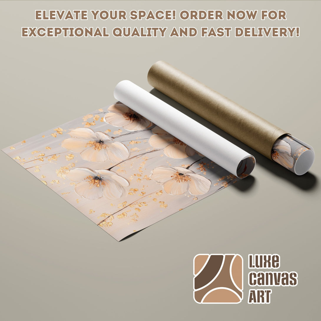 Poster Roll featuring floral art in neutral tones. Elevate your space with this beautiful, high-quality print!