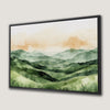 Serene Green Hills Landscape Framed Canvas Print Art