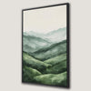 Serene Green Landscape Watercolor Mountain Canvas Print