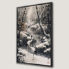 Serene Japanese Red Cranes Winter Forest Canvas Print