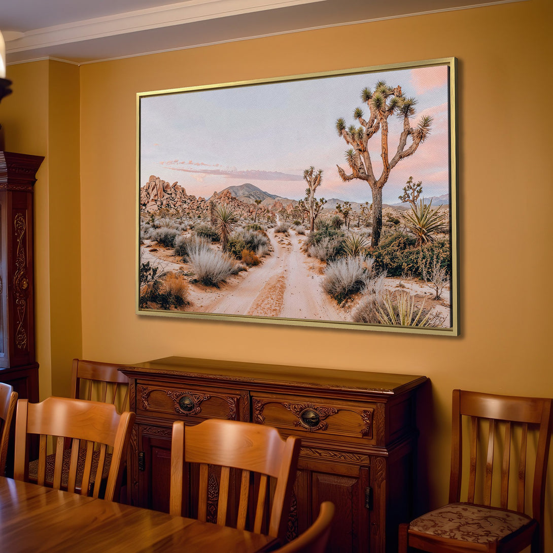 Canvas Print of a desert landscape in warm, neutral tones. Perfect for adding a touch of nature-inspired art to your home.