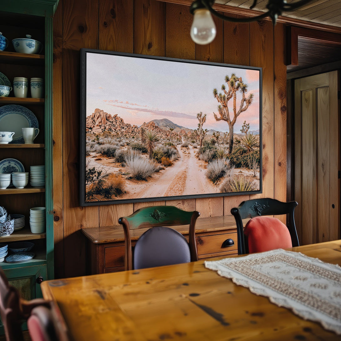 Framed Wall Art featuring a desert landscape in warm, neutral tones. Perfect for adding a touch of nature to your home decor.
