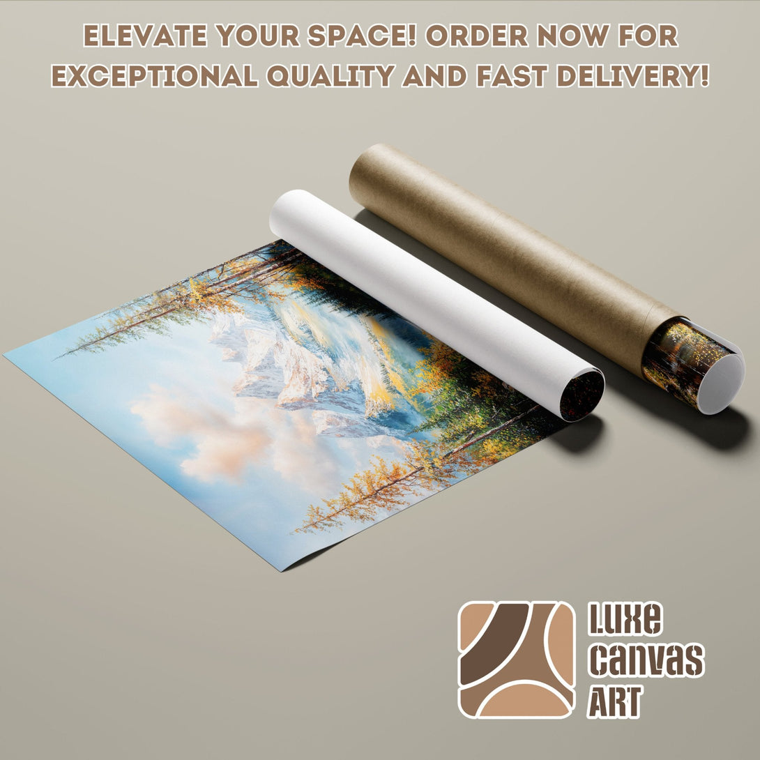 Mountain landscape Poster Roll art print, vibrant colors, perfect for home decor.