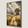 Serene Landscape with Barn Framed Canvas Print