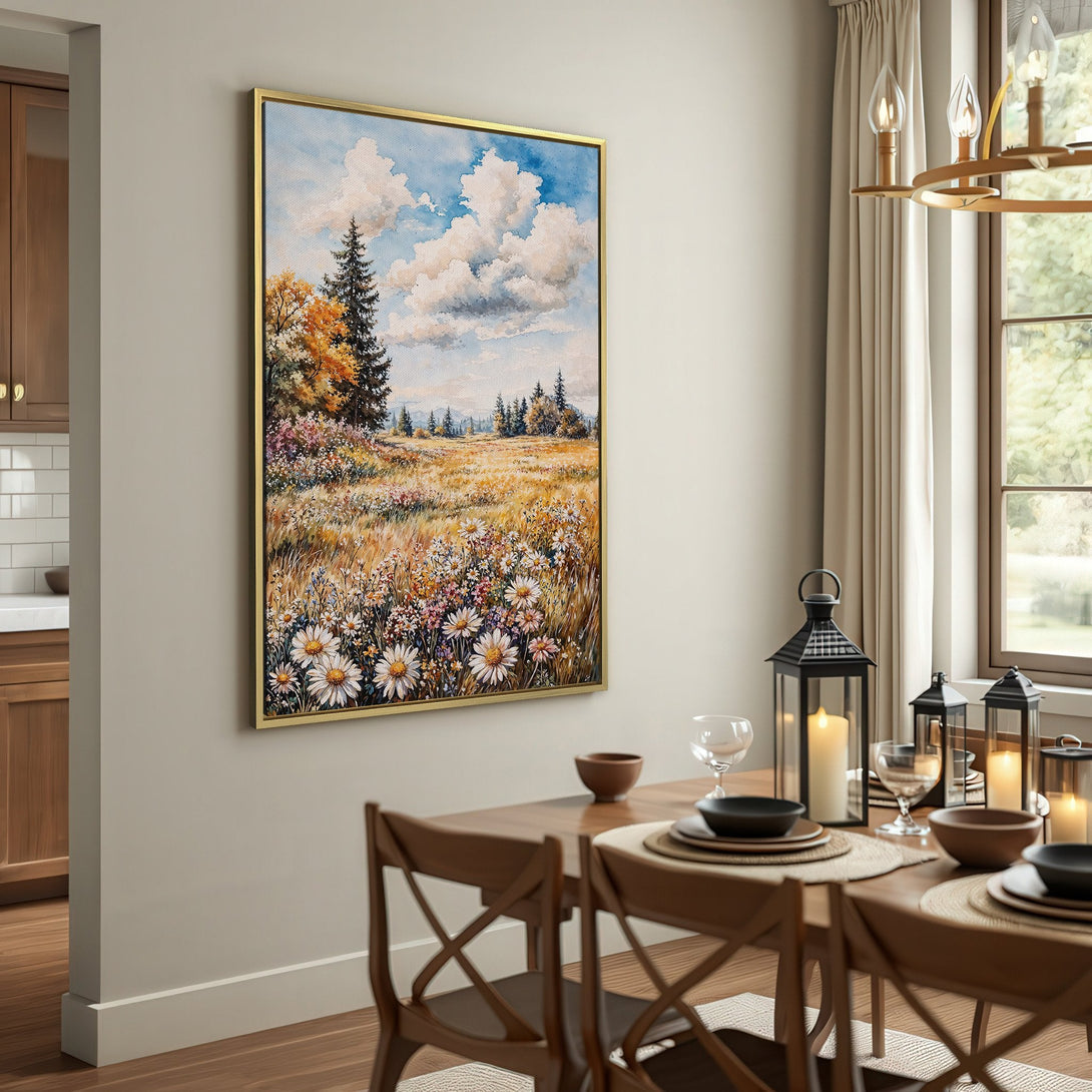 Canvas Print of a serene landscape painting with a warm color palette, perfect for adding a touch of nature to your home decor.