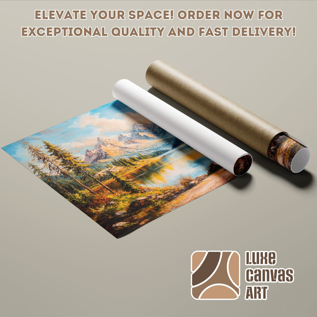 Landscape Poster Roll art print with a warm color palette, perfect for home decor.