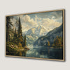 Serene Mountain Lake Scene Framed Canvas Print Wall Art