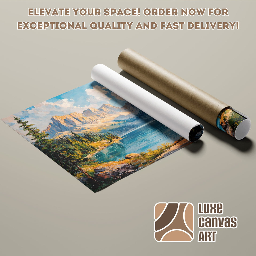 Landscape Poster Roll with vibrant blues, greens, and yellows. Elevate your space with art!