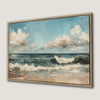 Serene Ocean Waves and Cloudy Sky Framed Canvas Print