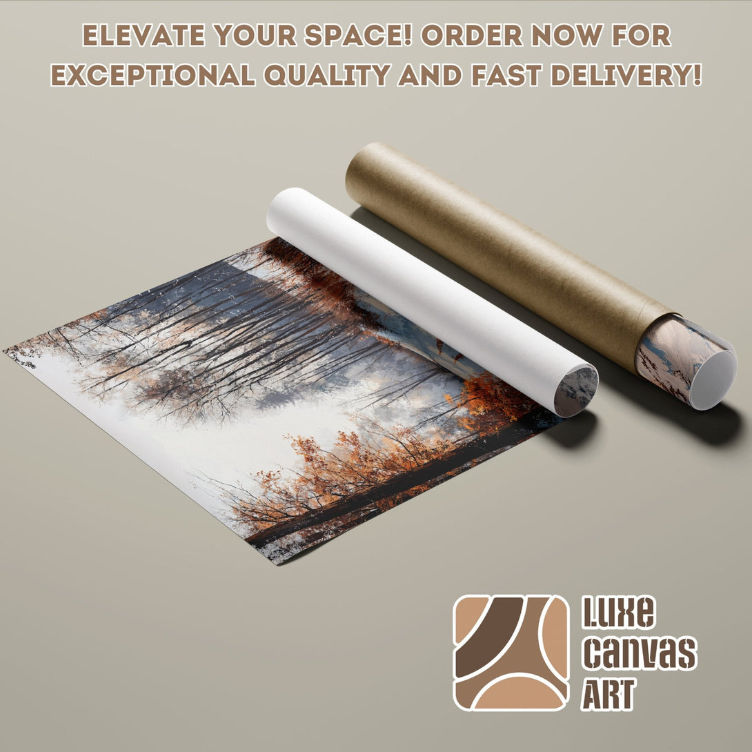 Poster Roll featuring a serene forest scene in muted earth tones. Elevate your space with art!