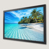 Serene Tropical Beach Art Poster - Palm Trees and Ocean Waves
