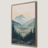 Serene Watercolor Mountain and Forest Canvas Print Art