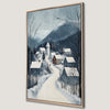 Serene Winter Village Canvas Print with Scenic Snowy Landscape