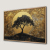 Silhouette Tree with Golden Moon Canvas Print Art