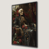 Skeleton in Black Robe Canvas Print with Red Roses Decor