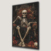 Skeleton in Red Roses Throne Canvas Print Decor