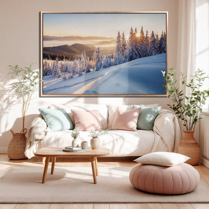 Snow Covered Spruce Canvas Print - Winter Carpathian Art