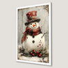 Snowman Christmas Scene Art Poster for Festive Holiday Decor