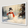 Snowman Winter Scene Art Poster for Holiday Decor