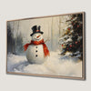 Snowman Winter Scene Christmas Tree Canvas Print Art