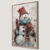 Snowman with Red Cardinal Canvas Print Festive Decor