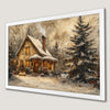 Snowy Cottage Art Poster - Winter Forest Scene for Home