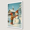 Snowy Cottage Scene Art Poster - Festive Holiday Decor