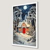 Snowy Forest Cottage Art Poster - Rustic Winter Wall Decor