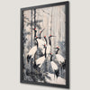 Snowy Forest Cranes Art Poster - Elegant Winter Decor