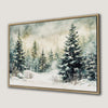 Snowy Forest Landscape Framed Canvas Print Rustic Art